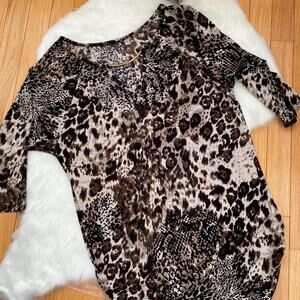 Animal Print Women's Dress with 3/4 Sleeves